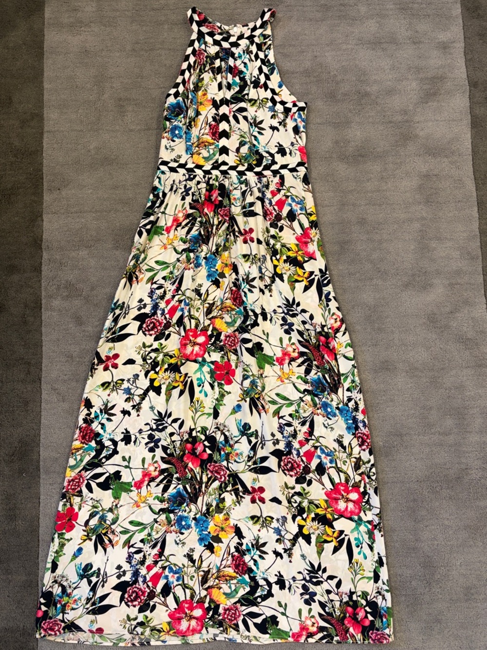 Parker Floral Maxi Dress in White with Multicolor Flowers